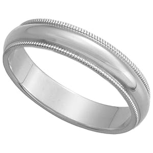 Gold, Milgrain Mens  white Wedding Amazon.com 18k Band gold band  wedding Light 4MM mens White 18K 4mm