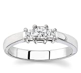 18k White Gold Three-Stone Princess-Cut Diamond Ring (G/VS2, 1/4 ct. tw.)
