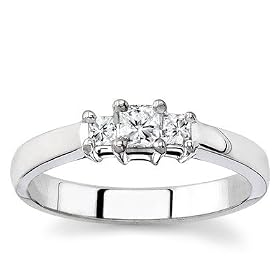 18k White Gold Three-Stone Princess-Cut Diamond Ring (G/VS2, 1/4 ct. tw.)