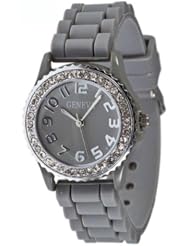Geneva Gray Silicone Crystal Large Face Watch