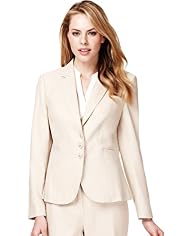 Linen Blend Notch Lapel Seam Jacket