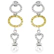 Yellow & White CZ Two Tone with Sim Pearl Sterling Silver Earrings