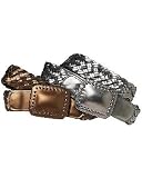 Braided metallic leather belt
