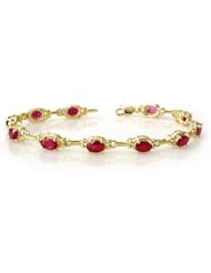Genuine 8.50 ctw Ruby Bracelet 10K Yellow Gold