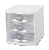 Sterilite 20038006 Small Countertop Drawer with White Frame See-Through Drawers and Titanium Knobs, 6-Pack