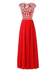 Cap Sleeves Beaded Flowy Chiffon Evening Dress/Bridesmaid Dress/Prom Dress/Party Dress 