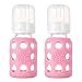 Lifefactory Glass Baby Bottle with Silicone Sleeve, 2 Pack (Pink, 4oz)