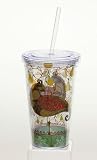Insulated Cup w/Straw 17oz & Twist Off Lid Partridge, Holiday Elegance