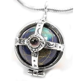 Sterling Silver Multi-Stone Caged Earth Globe Pendant