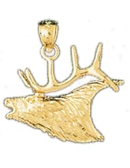 Dazzlers Solid 14k Gold Elk Head Charm Pendant Available in three colors from jewelsberry (weights: 2.4 grams only)