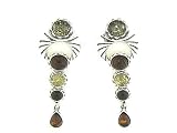 Sterling Silver Multi Color Amber Earrings