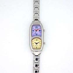 NICOLET Women's Silver Tone Analog Watch with Dual Time Zones. Model NC-2074W
