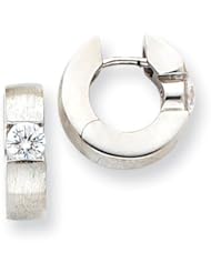 14k White Gold VS Diamond hinged hoop earrings