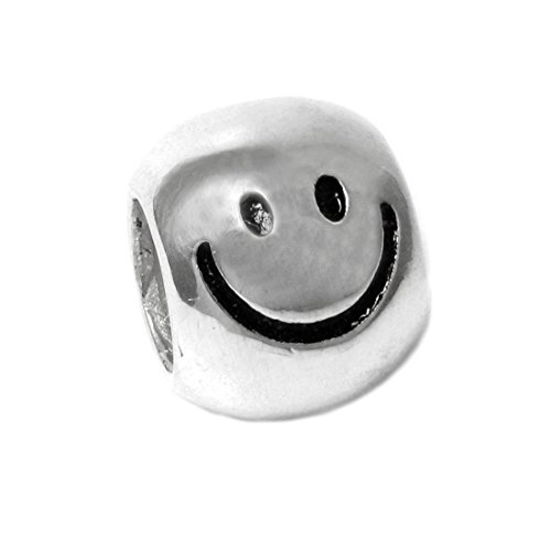 .925 Sterling Silver Smiley Happy Face / Big Smile Head Bead For Pandora Troll European Charm Bracelets