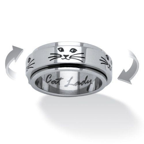Cat Lady Black Ion-Plated Stainless Steel Spinner Ring