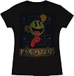 Pac-Man Jumping Faded Juniors Black Tee T-shirt