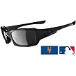 Oakley New York Mets Fives Squared Men's Special Editions Major League Baseball Designer Sunglasses w/ Free B&F Heart Sticker Bundle - Polished Black/Black Iridium