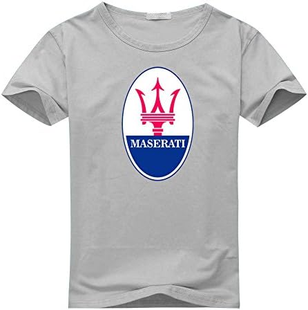 MASERATI logo For Men's Printed Short Sleeve Tee Tshirt Large Gray