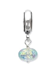 Reflection Beads - 925 Sterling Silver Yellow Dichroic Glass Dangle Bead
