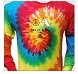 Designer Long Sleeved Cotton T-Shirt - Garment Dyed "Peace Dog" Long Sleeved T-Shirt for Adults - Tie Dye - Small