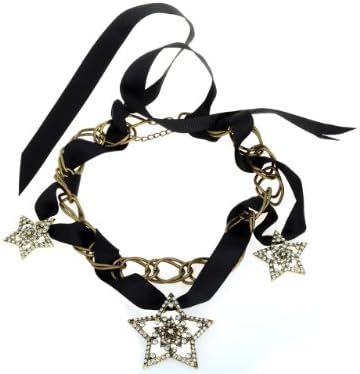 Yantu Gothic Black Velvet Pentagram Star Pendant Choker Bib Collar Chain Necklace