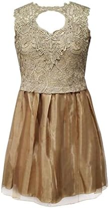 Zhixin Women Summer Lace Sleeveless Golden Dress (XL)