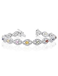 14K White Gold 0.7ct Diamond and Sapphire Bracelet
