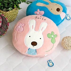 [Sugar Rabbit - Round Pink01] Blanket Pillow Cushion / Travel Pillow Blanket (25.2 by 37 inches)