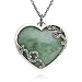 Sterling Silver Marcasite and Green Jade Heart Pendant, 18\