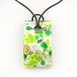 Rectangle Silver Foil Pendant - Camilla Green/Silver Style1
