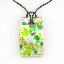 Rectangle Silver Foil Pendant - Camilla Green/Silver Style1