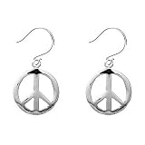 Sterling Silver Peace Sign Drop Earrings