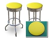 2 24" Yellow Vinyl Specialty / Custom Barstools Set