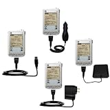 Road Warrior Kit for the PalmOne i705 includes a Car & Wall Charger AND USB cable AND Battery Extender - Gomadic Brand w/ TipExchange Technology