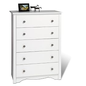 White Finish Monterey Collection 5 Drawer Storage Chest