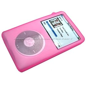 Premium iPod Classic 80gb 160gb / iPod Video 30gb 60gb 80gb Silicone Case with Armband Slots - Pink + Protective Screen Film - Combo Pack