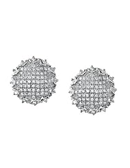 14k White Gold 0.57 Ctw Round Pave Diamond Earrings