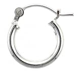 Sterling Silver Small Hoop Earrings with Snap-Bar Closure. about 1/2 (12mm) Diameter.