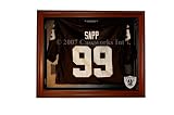 Oakland Raiders Football Jersey Display Case with Removable Face and Classic Wood Finish Frame