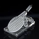 CRYSTAL TENNIS RACKET WITH BALLS ON STAND