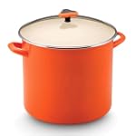 Rachael Ray Enamel On Steel 16-Quart Stockpot, Orange