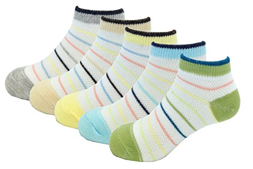 CHUNG Little Boys Thin Half-Mesh Low Cut Socks Summer No Show 5 Pack 1-8Y