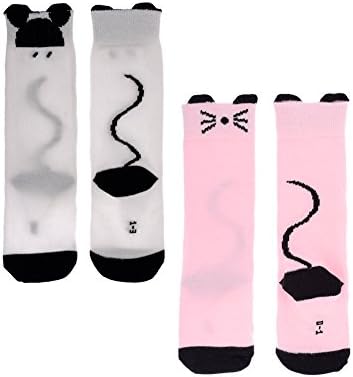 Amini Cartoon Mouse Pattern Unisex-baby Knee High Socks Tube socks for Kids 2-pack (S(0-12 mo), Mix)