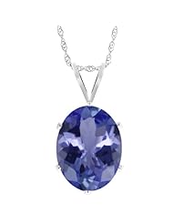 0.75 Ct Oval Shape Blue Tanzanite Sterling Silver Pendant 7X5MM with 18" Chain