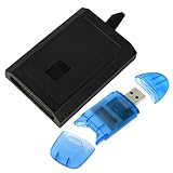 GTMax Black 250G HDD Hard Disk Drive + Blue USB Memory Card Reader For Microsoft Xbox 360 Slim