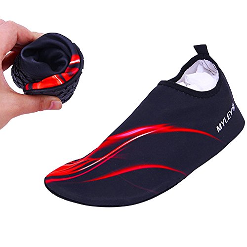 Flexible Water Sport Skin Shoes Aqua Socks Unisex for Swimming,Running,Snorkeling,Surfing,Yoga Exercises,XL(US9-10=CHN40-41),Red
