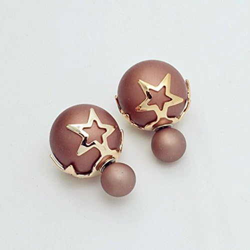 Fashion jewelry double side matte 16MM pearl stud star flower design gift women