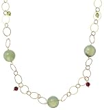 Gold Overlay Sterling Silver Prehnite w/ Pink Tourmaline Endless Necklace, 36