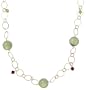 Gold Plated Sterling Silver Prehnite with Pink Tourmaline Endless Necklace, 36"