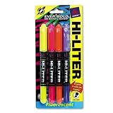 EverBold Visible Ink Pen Style Hi-Liter Fluorescent Highlighter, 4 Color/Set AVE29548